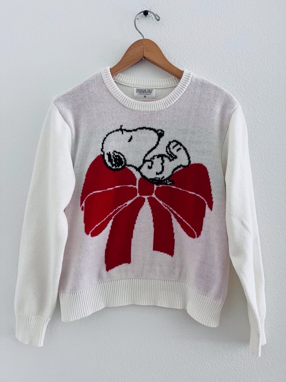 Peanuts Snoopy Sweater with Red Bow
